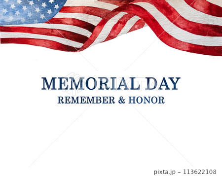 Memorial Day. Drawing of the American Flag with congratulations 113622108