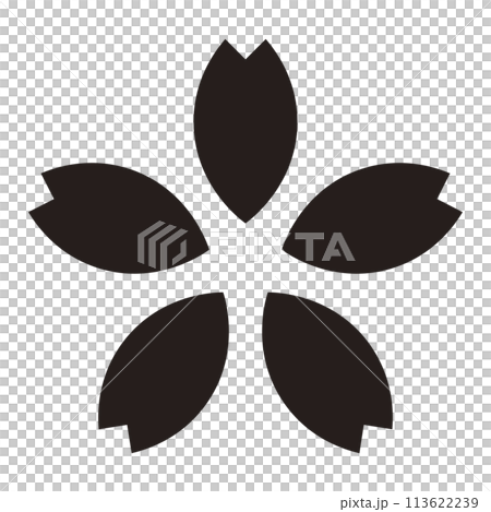 サクラ　黒　シルエット　アイコン　シャドー　シンプル　桜　　 113622239
