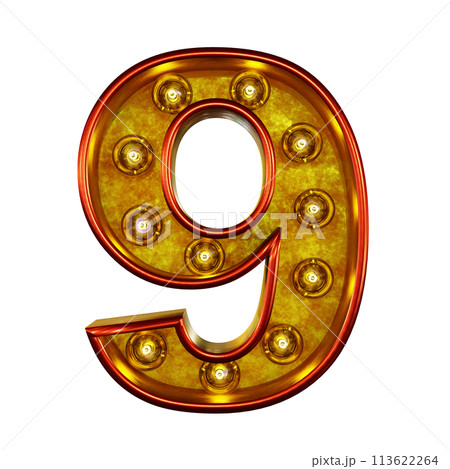 電球の装飾文字。数字の9 電球の装飾文字。数字の9 113622264