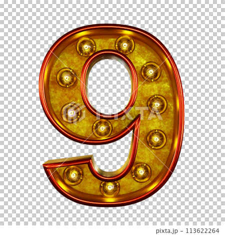 電球の装飾文字。数字の9 電球の装飾文字。数字の9 113622264