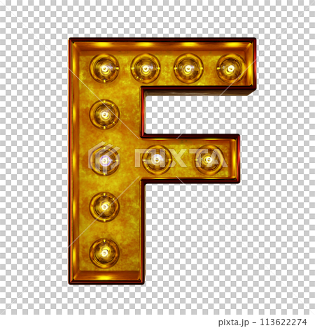 Light bulb alphabet letter F. 113622274