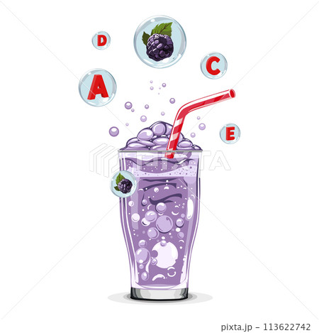 Healthy blue blackberry oxygen cocktail with...のイラスト素材 [113622742] - PIXTA