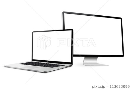 Responsive web design computer display with laptop isolated Responsive web design computer display with laptop isolated 113623099