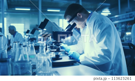 Technicians test samples in the lab environment 113623261