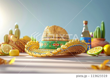 Cinco de mayo celebration, commemorating mexico's defining moment. 3d Rendering. 113623319