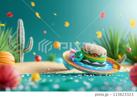 Cinco de mayo celebration, commemorating mexico's defining moment. 3d Rendering. 113623323