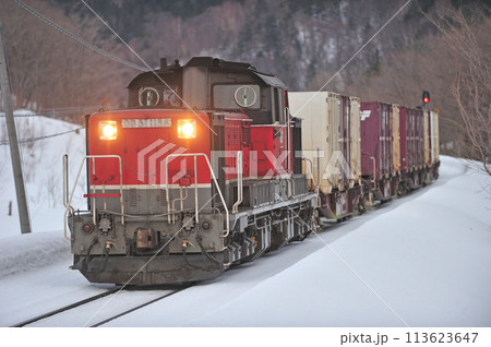 石北本線　中越ー上川　JR貨物　DD51-1156+コキ+DD51-1150（鷲別） 113623647