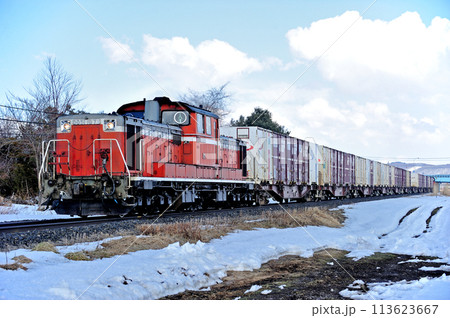 石北本線　東相内ー相内　JR貨物　DD51-1073+コキ+DD51-1166（鷲別） 113623667