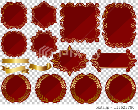 A set of 12 luxurious frames in red and gold A set of 12 luxurious frames in red and gold 113623780