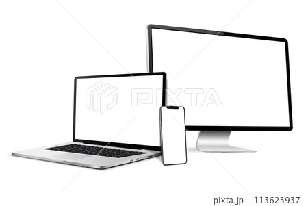 Laptop with computer screen and modern smartphone mockup 113623937