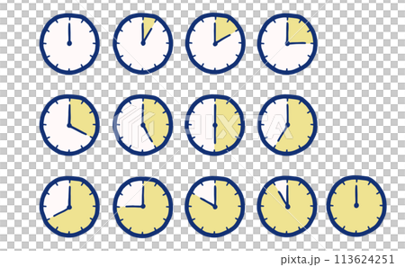 Analog clock set of 5 minute icons 113624251