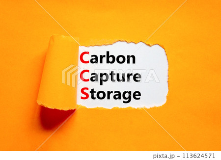 CCS Carbon capture storage symbol. Concept words CCS Carbon capture storage on beautiful white paper. Beautiful orange paper background. Business ecological Carbon capture storage concept. Copy space. CCS Carbon capture storage symbol. Concept words CCS Carbon capture storage on beautiful white paper. Beautiful orange paper background. Business ecological Carbon capture storage concept. Copy space. 113624571