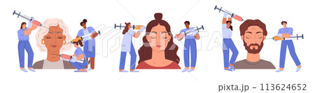 Beauty Injection anti-aging treatment set, flat vector illustration isolated. 113624652