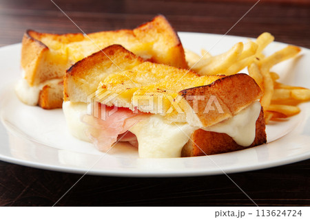 モッツァレッラチーズと生ハムのホットサンド モッツァレッラチーズと生ハムのホットサンド 113624724