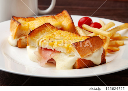 モッツァレッラチーズと生ハムのホットサンド モッツァレッラチーズと生ハムのホットサンド 113624725