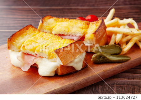 モッツァレッラチーズと生ハムのホットサンド モッツァレッラチーズと生ハムのホットサンド 113624727