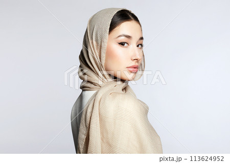beautiful asian young woman. beauty girl in hijab beautiful asian young woman. beauty girl in hijab 113624952