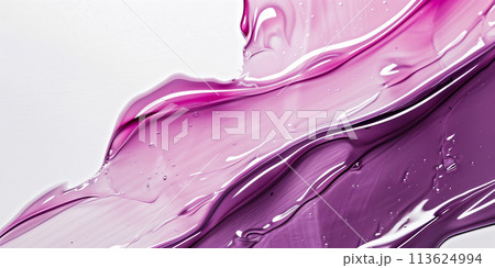 Beauty serum gel texture. Pink clear skincare cream with bubbles background. 113624994