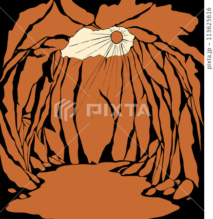 Vector drawing. Underground pit cave 113625616