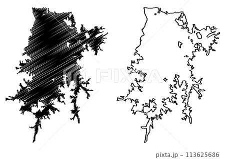 Lake Brokopondo Reservoir (South America, Republic of Suriname) map vector illustration, scribble sketch Professor Doctor Ingenieur W. J. van Blommestein Meer or Brokopondostuwmeer Dam map Lake Brokopondo Reservoir (South America, Republic of Suriname) map vector illustration, scribble sketch Professor Doctor Ingenieur W. J. van Blommestein Meer or Brokopondostuwmeer Dam map 113625686
