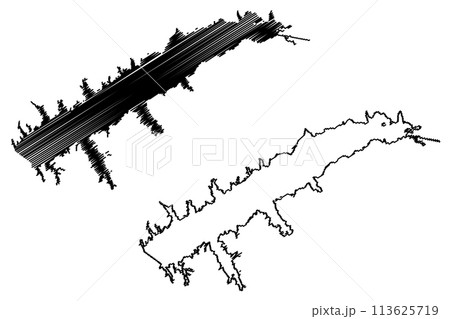 Lake Sardis Reservoir (United States of America, North America, us, usa, Mississippi) map vector illustration, scribble sketch Sardis Dam map 113625719
