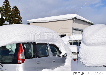 大雪で埋もれてしまった車 大雪で埋もれてしまった車 113627357
