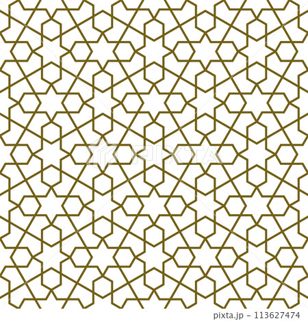 Seamless arabic geometric ornament in brown color. 113627474