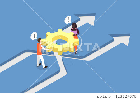 3D Isometric Flat Vector Illustration of Change Management, Business Transformation, Improvement and Adaptation 113627679