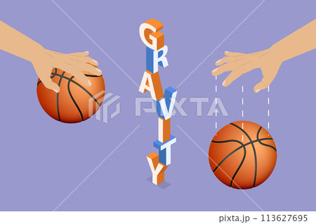 3D Isometric Flat Vector Illustration of Gravity, Physics Lesson 3D Isometric Flat Vector Illustration of Gravity, Physics Lesson 113627695