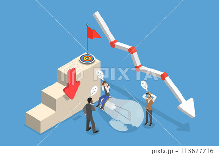 3D Isometric Flat Vector Illustration of Fail Start Up, New Business Failure 3D Isometric Flat Vector Illustration of Fail Start Up, New Business Failure 113627716