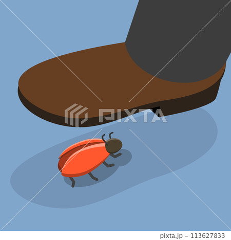 3D Isometric Flat Vector Illustration of Squashing Bug, Pest Control Service 3D Isometric Flat Vector Illustration of Squashing Bug, Pest Control Service 113627833