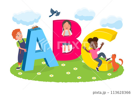 Flat Vector Illustration of ABC, Learning Alphabet 113628366