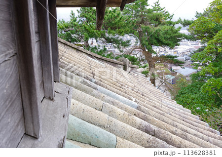 福井県坂井市にある丸岡城の石瓦 福井県坂井市にある丸岡城の石瓦 113628381