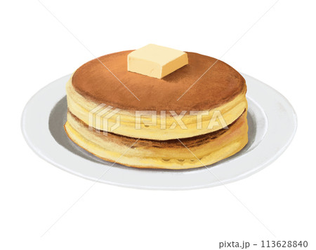 ホットケーキ（バター）皿付き 113628840
