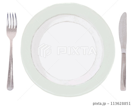 お皿とナイフとフォーク 113628851