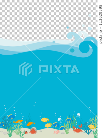 海底で魚が泳いでいる海のベクターイラスト 海底で魚が泳いでいる海のベクターイラスト 113629398