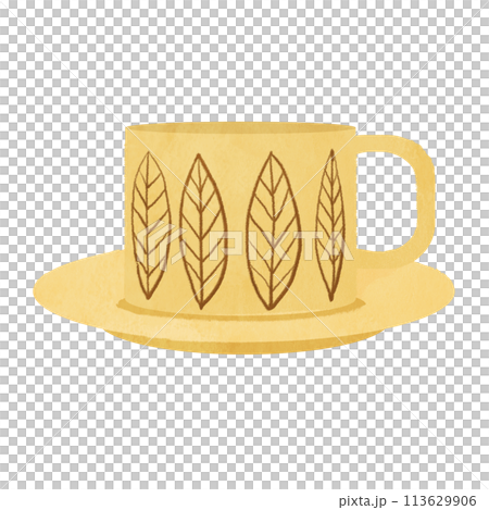 Brown coffee cup with Nordic pattern Brown coffee cup with Nordic pattern 113629906