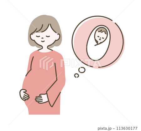 妊婦さんと赤ちゃんのイラスト_1 妊婦さんと赤ちゃんのイラスト_1 113630177