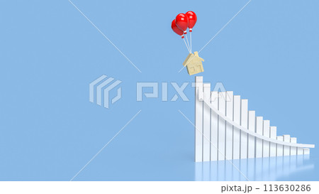 The house wood and balloons  for property or building concept 3d rendering. 113630286