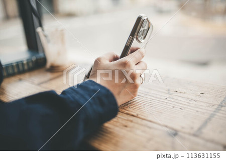 スマートフォンを持つ手 スマートフォンを持つ手 113631155