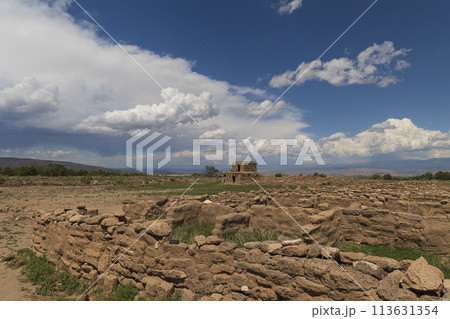 USA, New Mexico, Espanola, Puye Cliffs, Clouds over Puye Cliff Dwellings USA, New Mexico, Espanola, Puye Cliffs, Clouds over Puye Cliff Dwellings 113631354