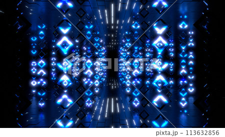 VJ トンネル 回廊 リング 四角 派手 ネオン 青 [別Verあり] 113632856