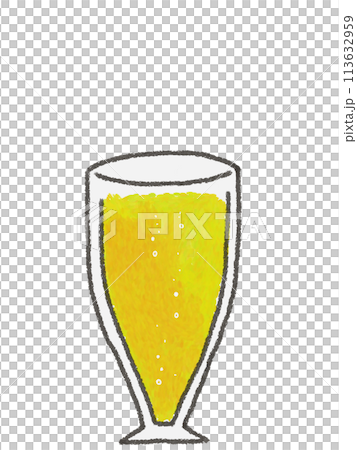 玻璃杯中柳橙汁的蠟筆插圖 113632959