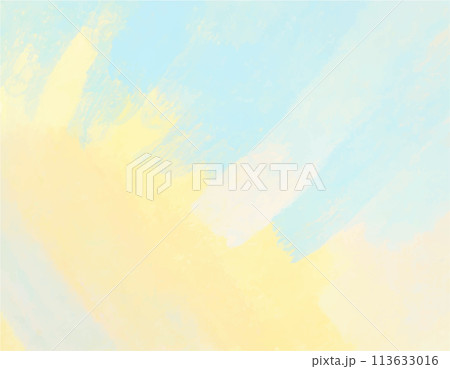 白と水色とオレンジと黄色のパステルを画用紙に描いたアート 113633016