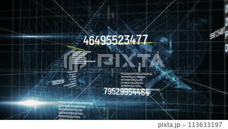 Image of numbers changing data processing with online security padlock and grid Image of numbers changing data processing with online security padlock and grid 113633197