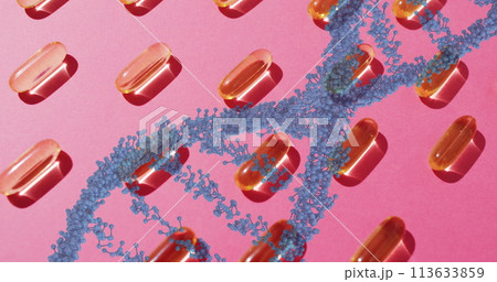 Image of dna strand over pills Image of dna strand over pills 113633859