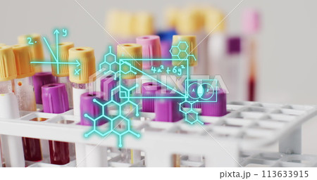 Image of chemical structures over test tubes 113633915