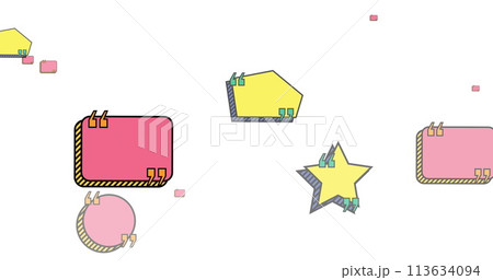 Image of multiple vintage speech bubbles flying up on white background 113634094