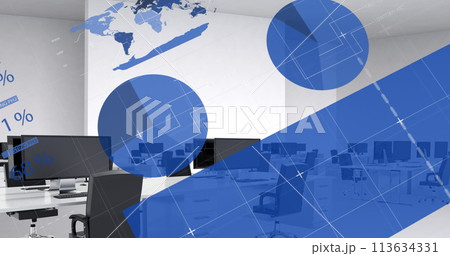 Image of digital interface with icons and data processing 113634331