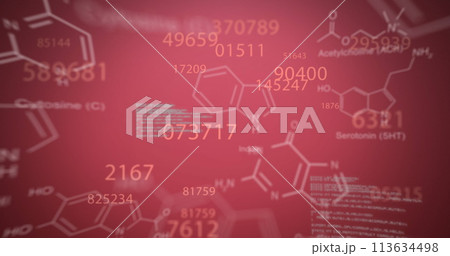 Image of digital interface with icons and data processing 113634498